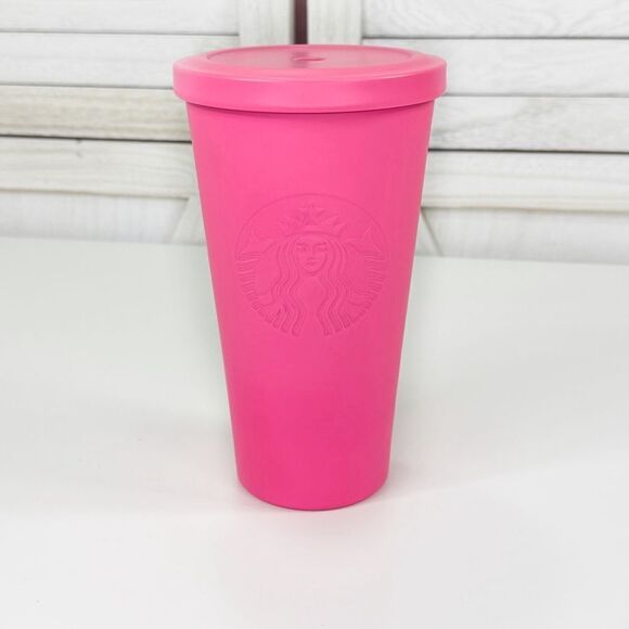 Starbucks HTF 2014 Stainless Steel Tumbler Cup Barbie Hot Pink 16oz - Picture 1 of 9